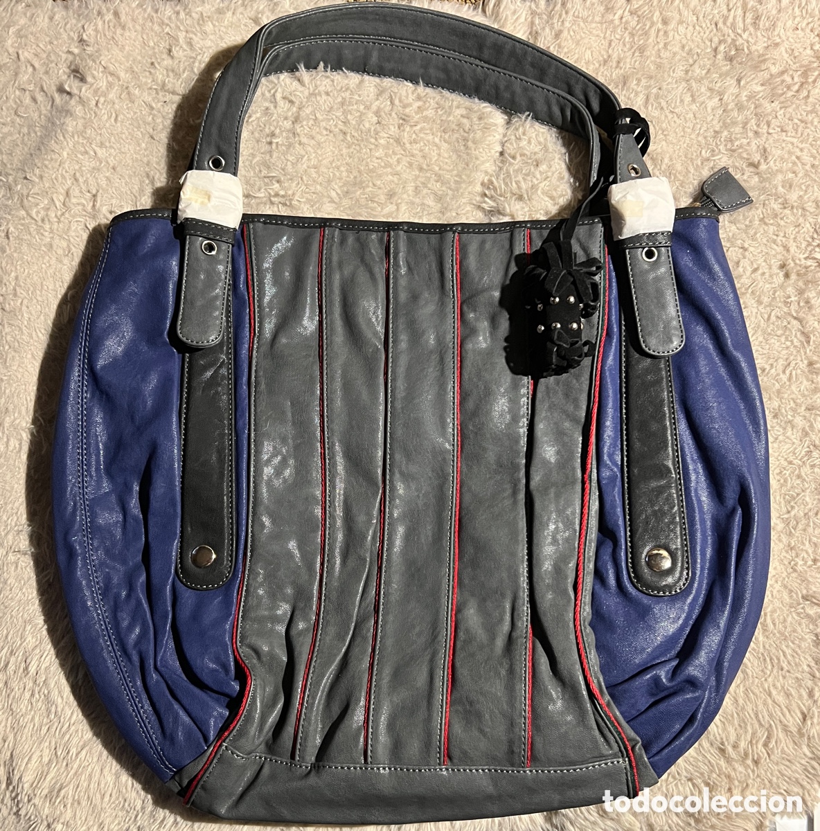 Vintage: Maxi bolso de hombro azul y gris nuevo