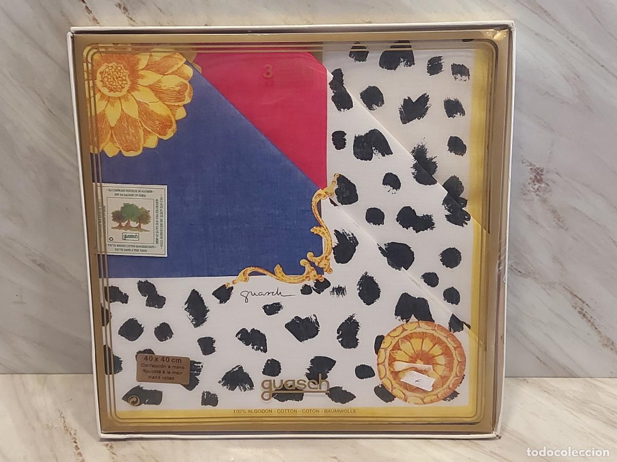 Vintage: VINTAGE | GUASCH | CAJA ORIGINAL DE 3 PA&Ntilde;UELOS | 100 % ALGOD&Oacute;N | 40 &times; 40 CM | SIN ESTRENAR