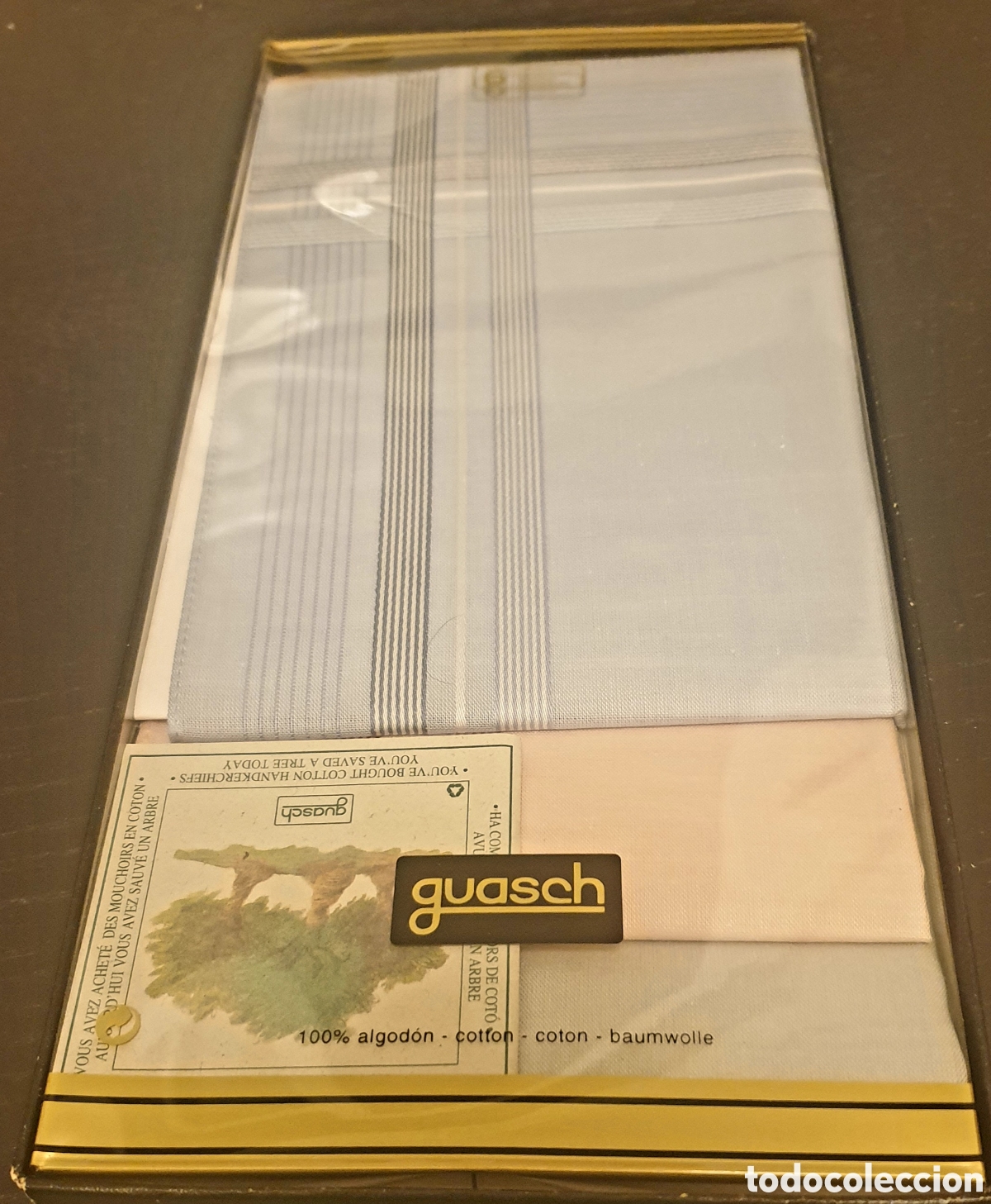 Vintage: CAJA DE 6 PA&Ntilde;UELOS GUASCH DE CABALLERO. 100% ALGODON. VER FOTOS Y DESCRIPCION.