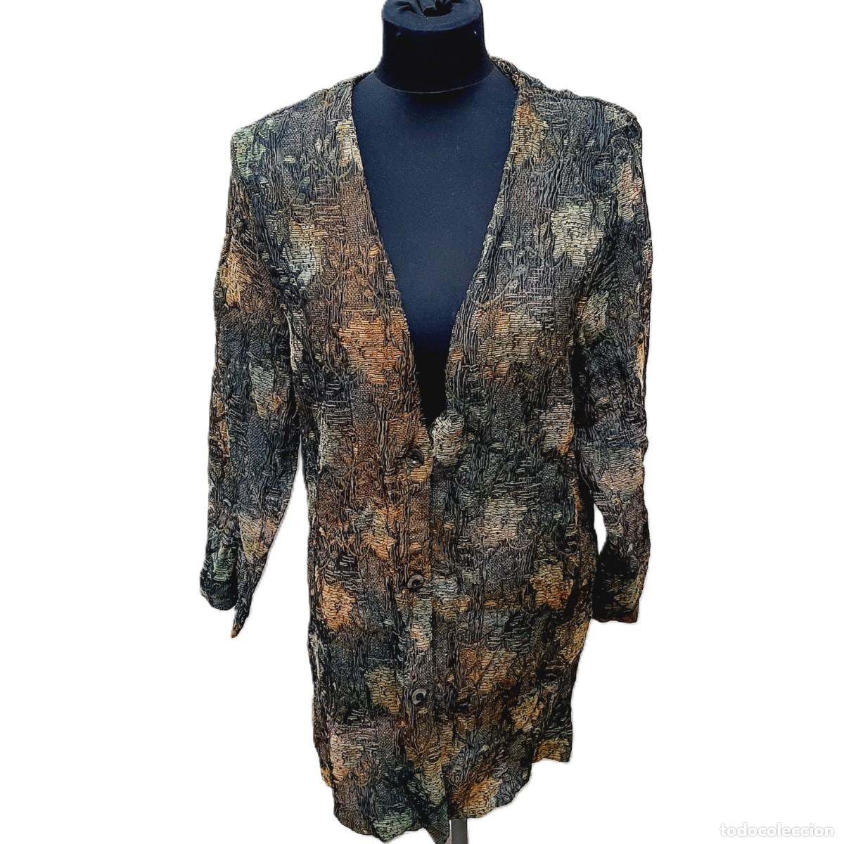 Vintage: C&aacute;rdigan de manga larga para mujer ROSKA con estampado abstracto multicolor