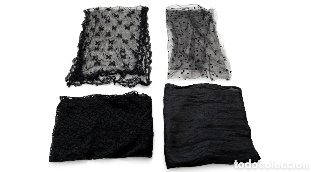 Vintage: Lote de 4 Velos y Mantillas de Encaje Negro