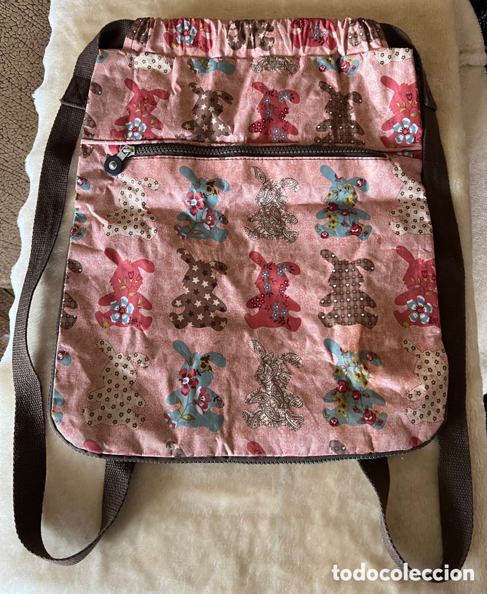 Vintage: Mochila saco conejitos ( extensible con cremallera)
