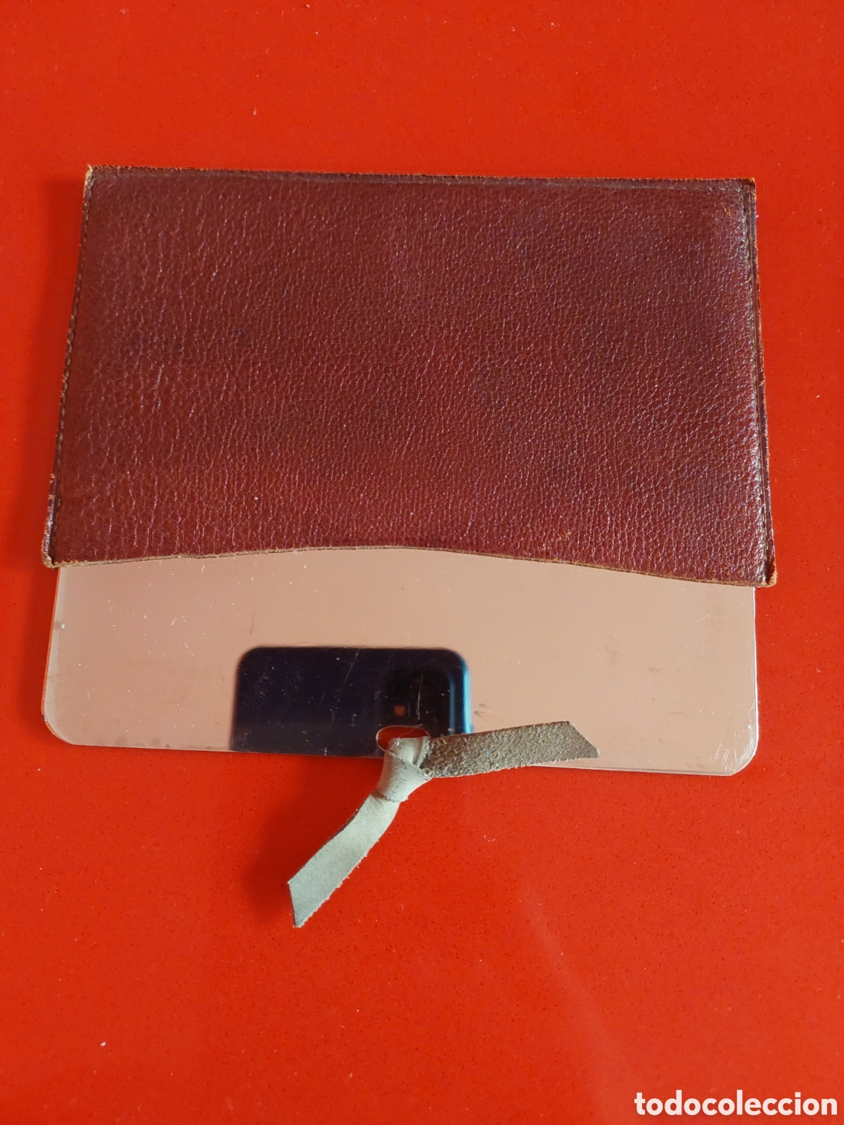 Vintage: Espejo dorado con funda de cuero - Foto 5