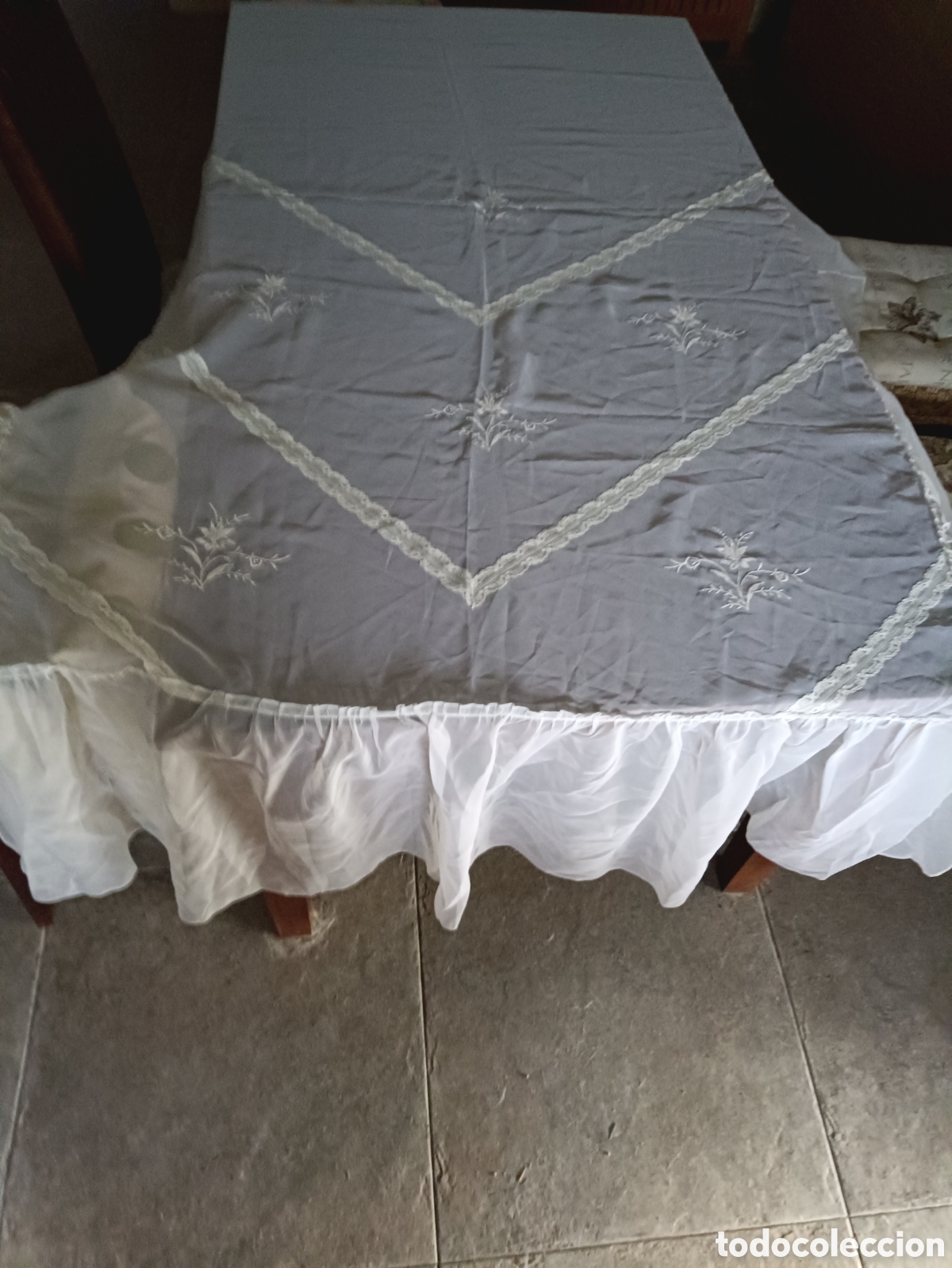 Vintage: Colcha vintage blanca transparente 1,10 x1,90cm