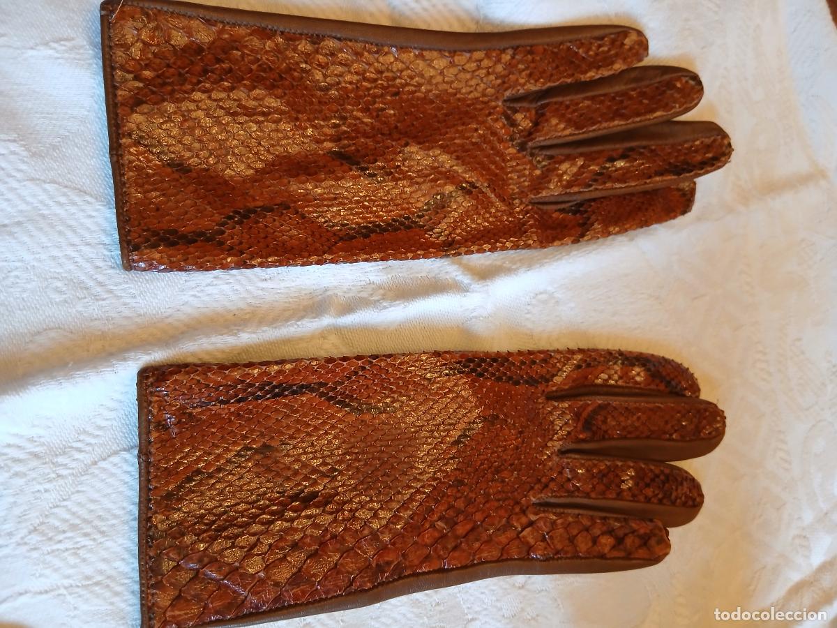 Vintage: Guantes piel de serpiente y gamuza