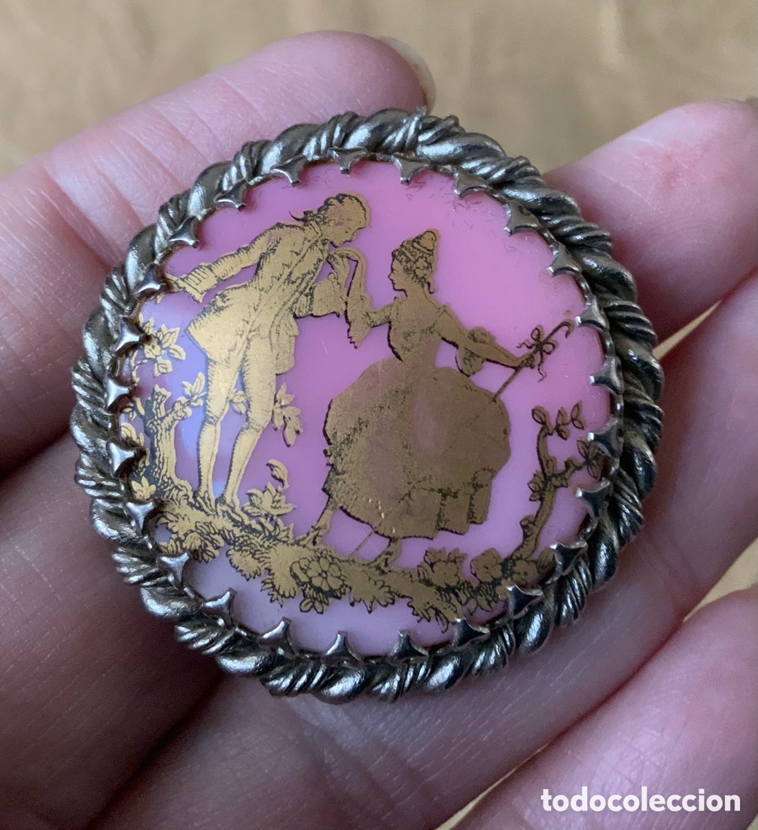 Vintage: BROCHE VINTAGE CRISTAL OPALINA ROSA - Foto 4