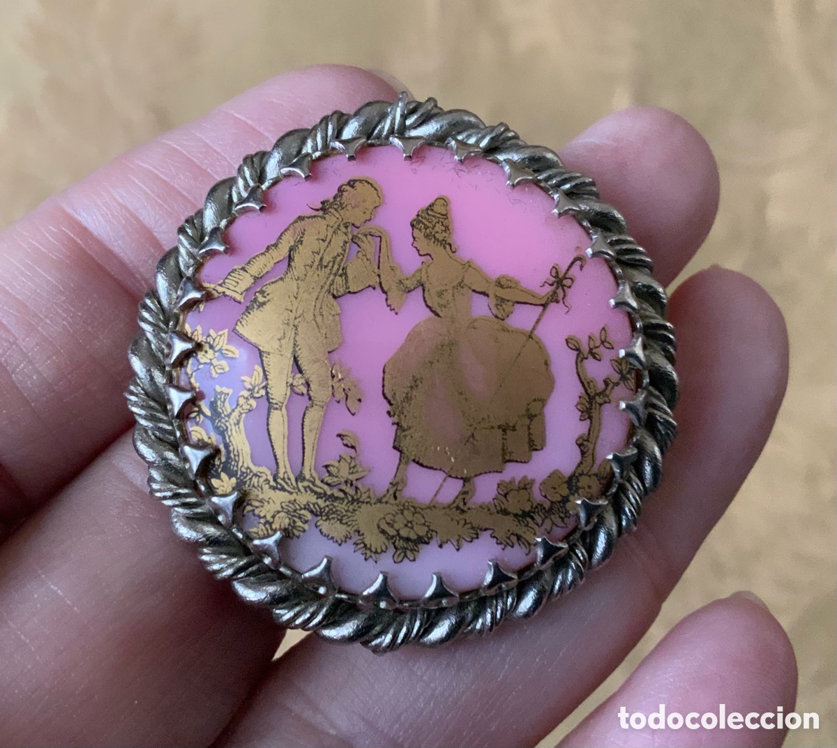 Vintage: BROCHE VINTAGE CRISTAL OPALINA ROSA - Foto 8
