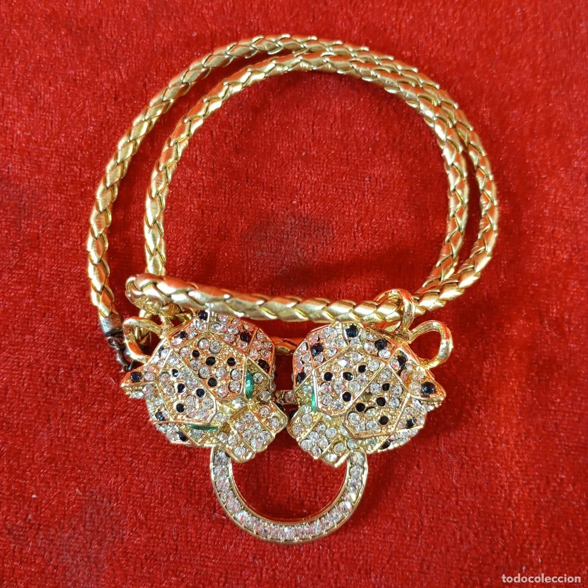 Vintage: COLLAR VINTAGE - ESTILO GARGANTILLA - DORADO - PANETRAS CON APLIQUES DE CRISTALES - 16
