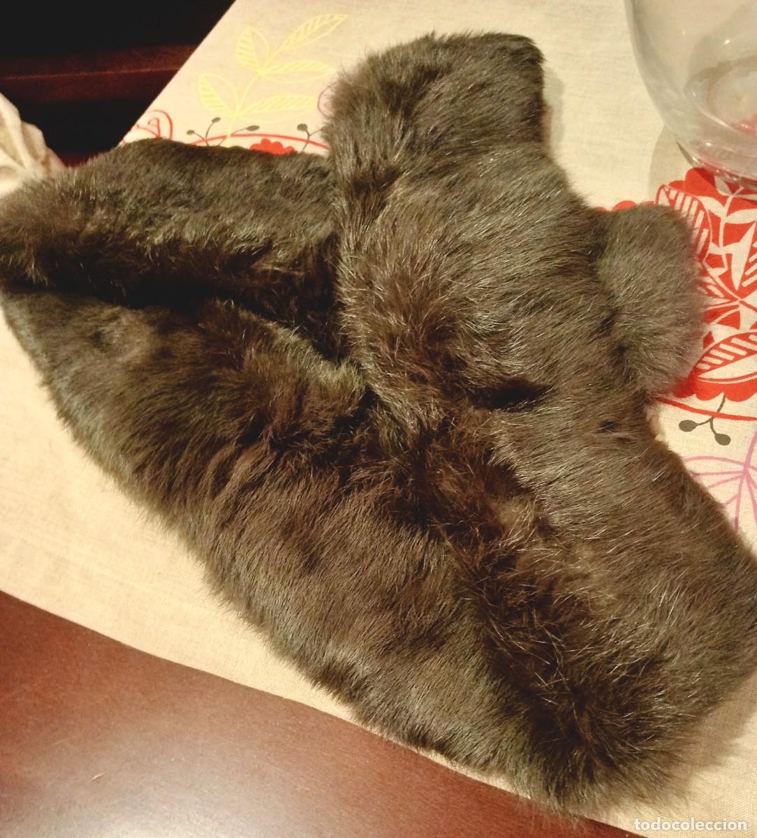 Vintage: Gran cuello postizo / Estola de piel natural de pelo medio/largo para abrigo (115 cm)