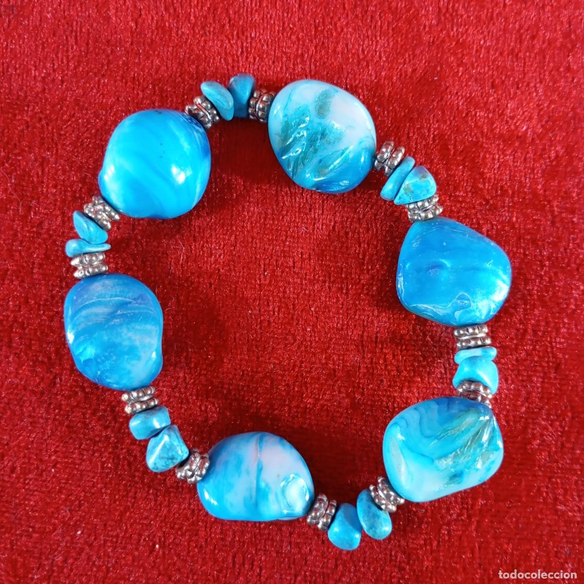 Vintage: PULSERA VINTAGE ELASTICA - HECHA CON CUENTAS DE N&Aacute;CAR Y ABALORIOS MET&Aacute;LICOS - BOHEMIO - 96