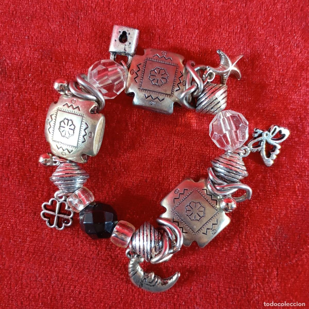 Vintage: PULSERA VINTAGE ELASTICA - ESTILO BOHO CHIC - CON DEIVERSOS DIJES Y CUENTAS FACETADAS - 97