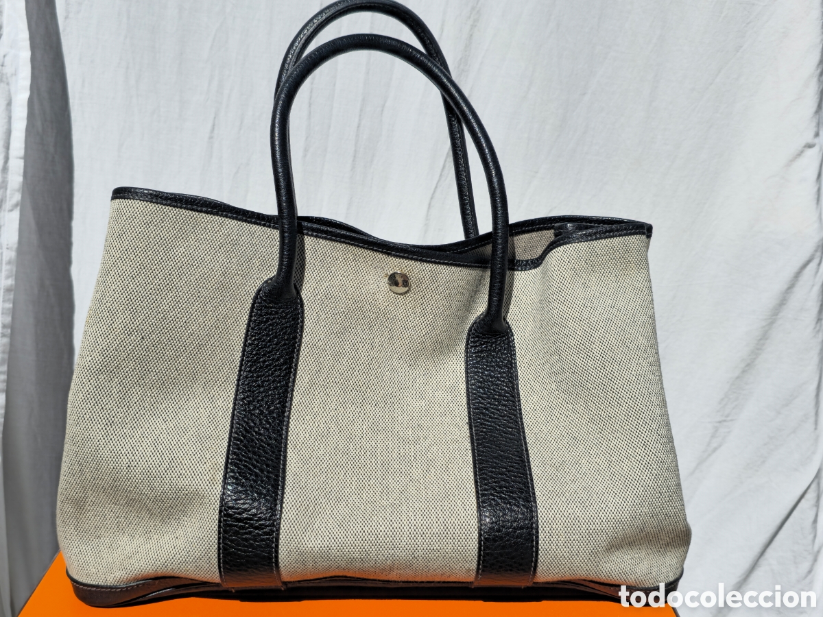 Vintage: Herm&egrave;s Garden Party PM 36 &ndash; Toile & Black/Navy Leather (2015) ​