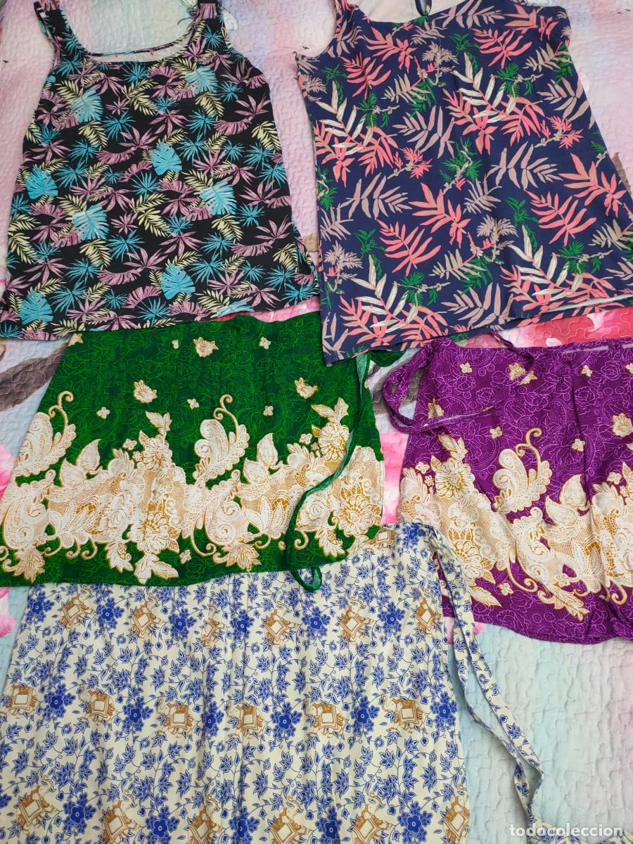 Vintage: 5 LOTE ROPA VESTIDOS Y PAREOS FALDAS. TALLA 42 HAC&Iacute;A ABAJO. M&Aacute;S REGALOS GRATIS