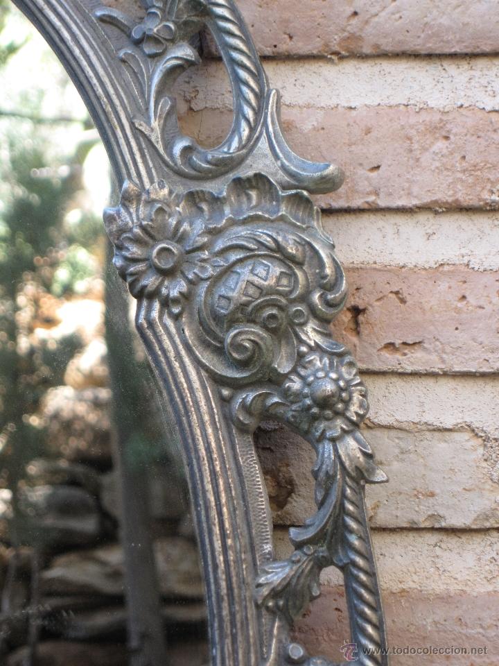Vintage: ESPEJO OVALADO ANTIGUO CON MARCO DE BRONCE. - Foto 7
