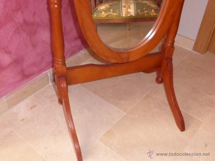 Vintage: ESPEJO DE PIE DE MADERA CON FORMA OVAL - Foto 3