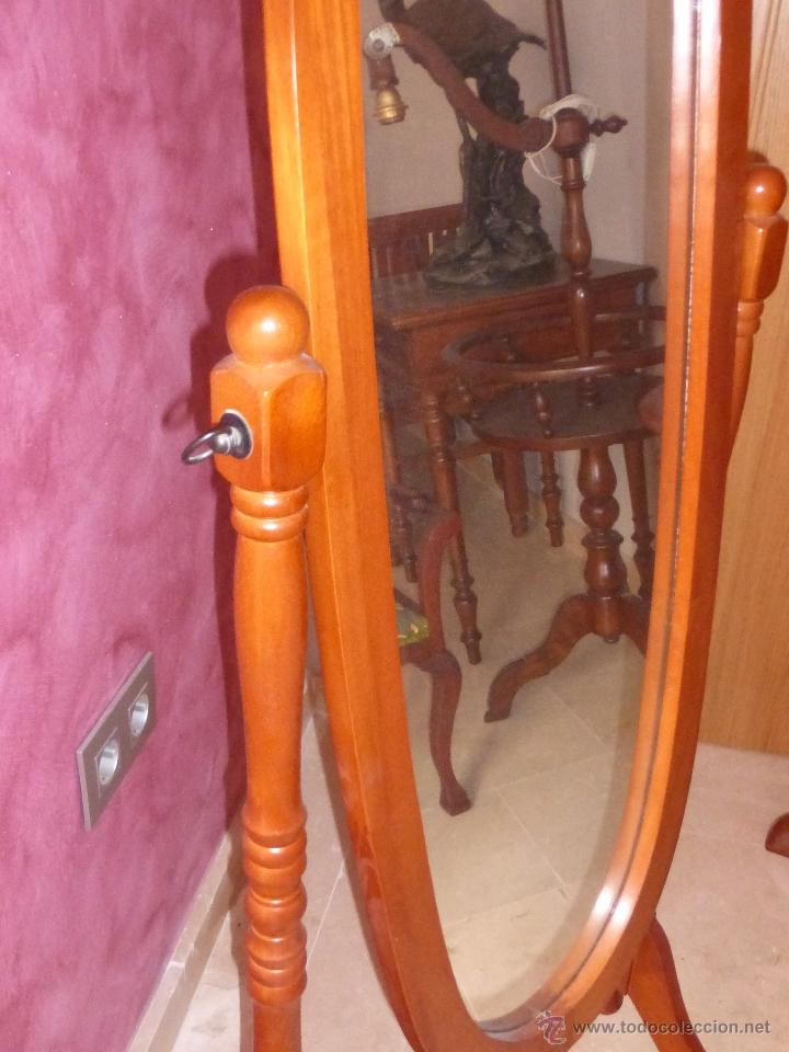 Vintage: ESPEJO DE PIE DE MADERA CON FORMA OVAL - Foto 5