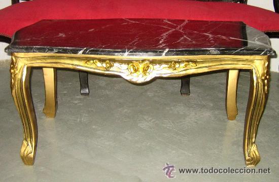Vintage: Mesa de m&aacute;rmol negro estilo franc&eacute;s - Foto 1
