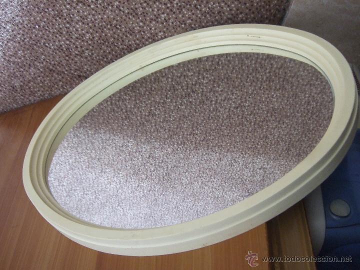 Vintage: espejo ovalado marco en pvc blanco - Foto 1