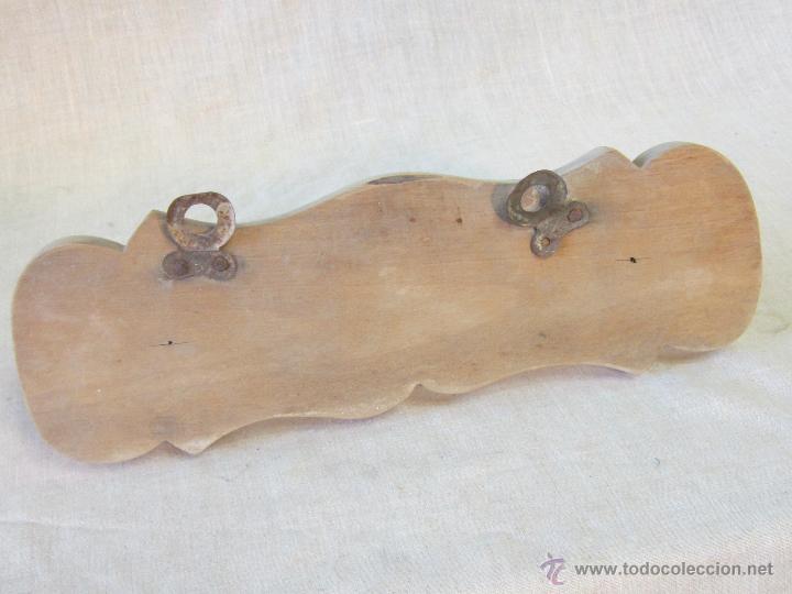 Vintage: perchero de pared con dos perchas en madera - Foto 4