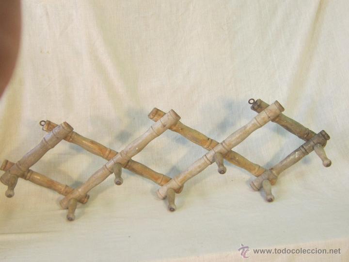 Vintage: PERCHERO DE PARED  EN MADERA PLEGABLE - Foto 7