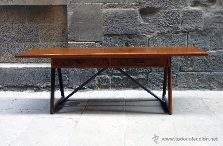 Vintage: Mesa grande de cafe danesa de mitad de siglo de teca - Foto 2