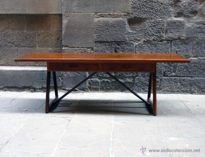 Vintage: Mesa grande de cafe danesa de mitad de siglo de teca - Foto 6