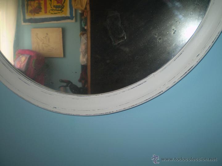 Vintage: ESPEJO REDONDO BLANCO DE MADERA - Foto 3