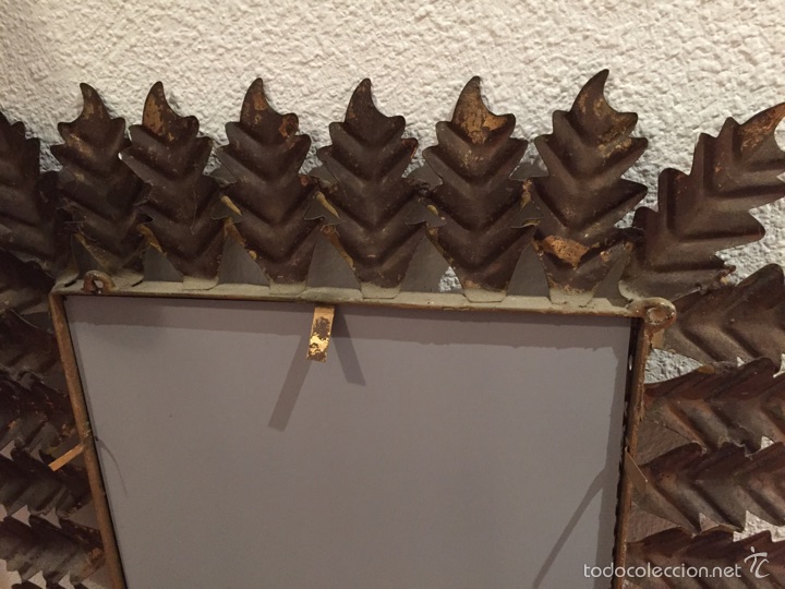 Vintage: Espejo de Hojas Rectangular Met&aacute;lico - Foto 4