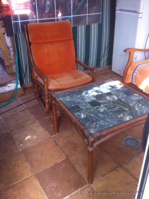Vintage: CONJUNTO DE BUTACA Y MESA DE BAMBU - Foto 1