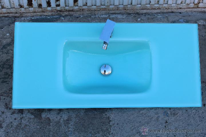 Vintage: lavabo de cristal azul - Foto 6