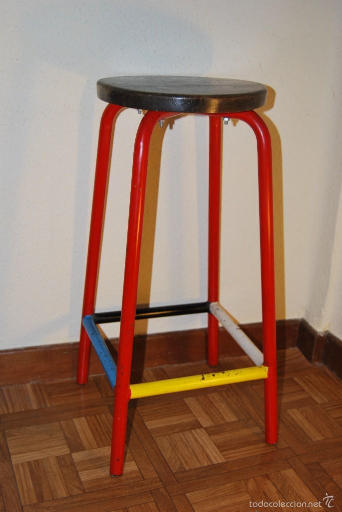 Vintage: TABURETE DE HIERRO Y MADERA - A&Ntilde;OS 50 - Foto 1