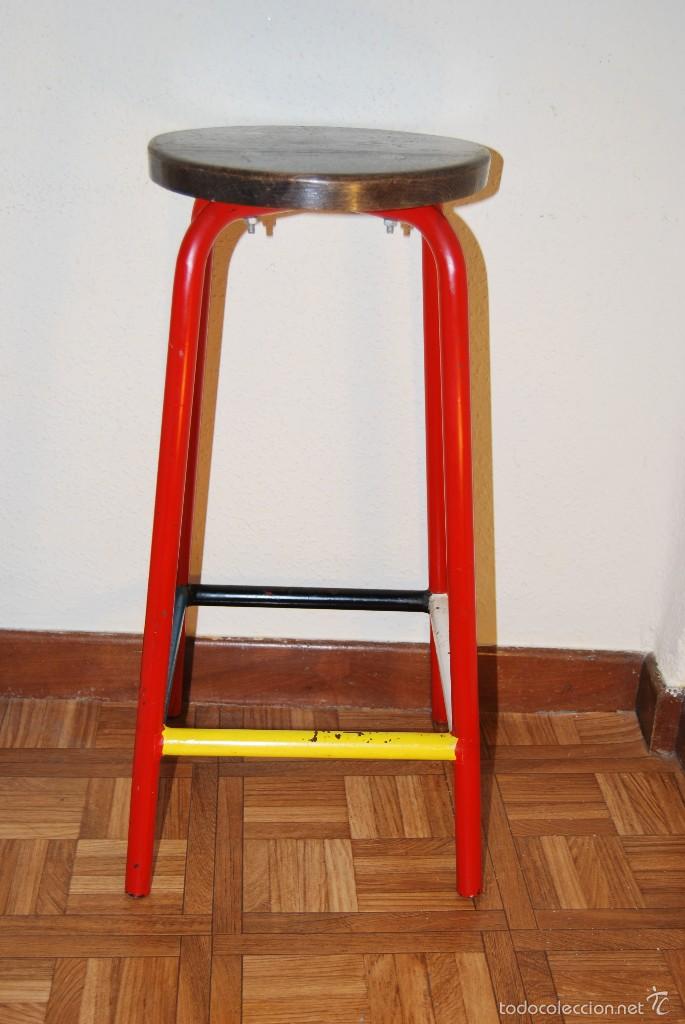 Vintage: TABURETE DE HIERRO Y MADERA - A&Ntilde;OS 50 - Foto 2