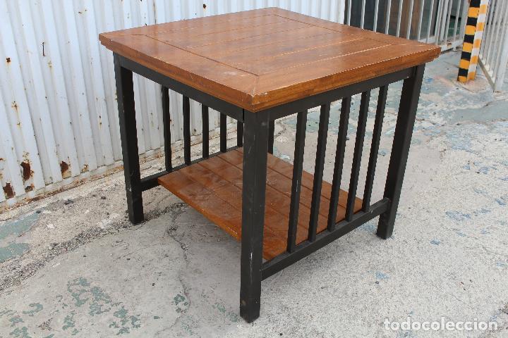 Vintage: mesa de hierro con tablero de madera - Foto 1