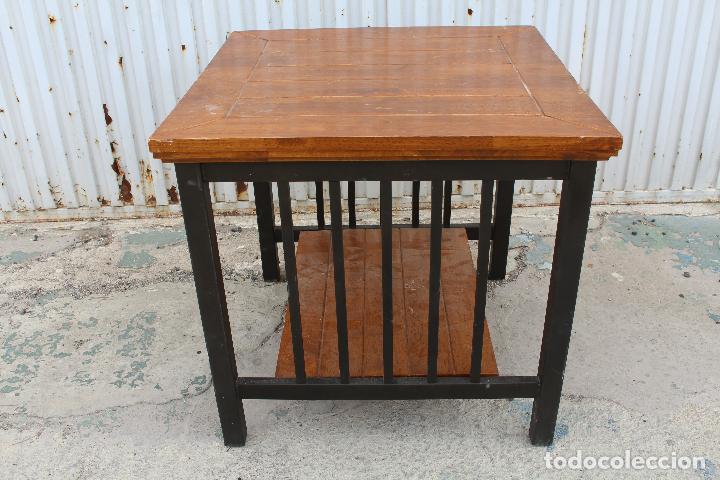 Vintage: mesa de hierro con tablero de madera - Foto 4