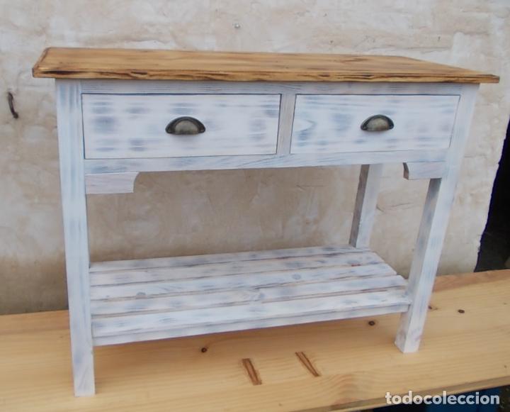 mesa de madera recibidor, blanca con 2 cajones - Compra venta en  todocoleccion