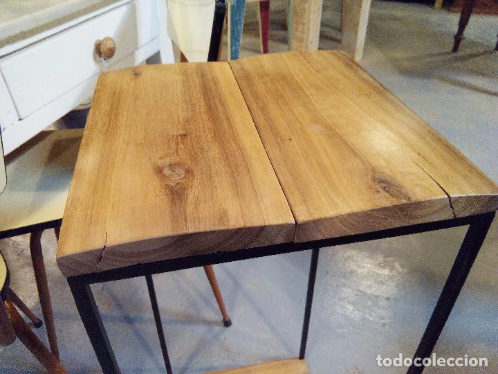 Vintage: MESILLA DE MADERA Y HIERRO - Foto 6
