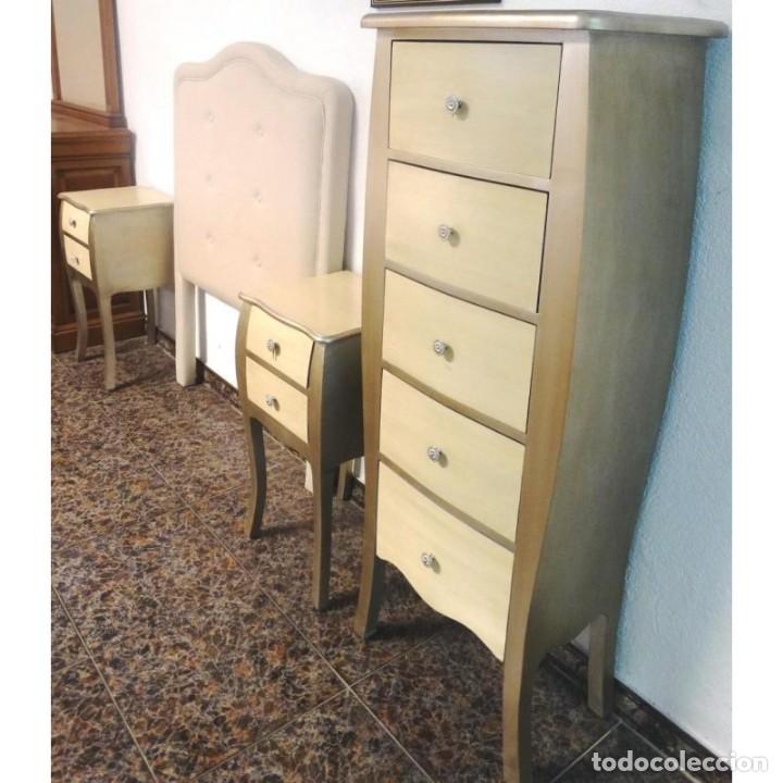 Vintage: DORMITORIO COMPLETO LACADO Y PLATA - Foto 2