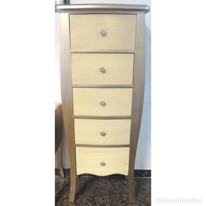 Vintage: DORMITORIO COMPLETO LACADO Y PLATA - Foto 4