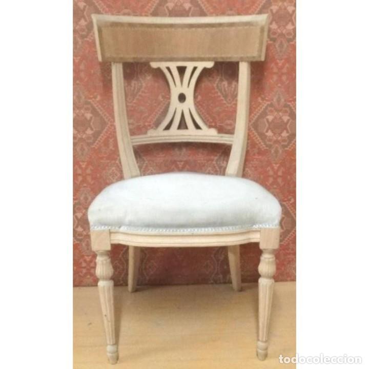 Vintage: SILLA IMPERIO SOL MARQUETERIA CRUDO - Foto 1