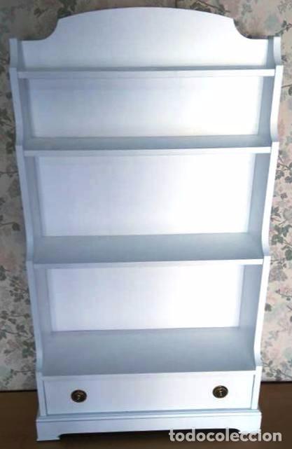 Vintage: LIBRERO CON BALDAS Y CAJON BLANCO 75 X 27 X 129 - Foto 1