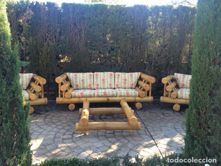 Vintage: Conjunto de jard&iacute;n de bamb&uacute; importado de Bali. Espectacular. - Foto 2