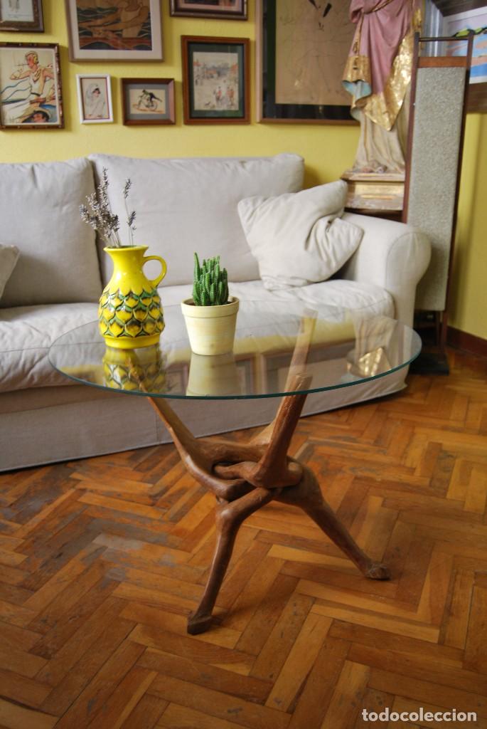 mesa de centro - madera y cristal - patas en fo - Comprar Muebles