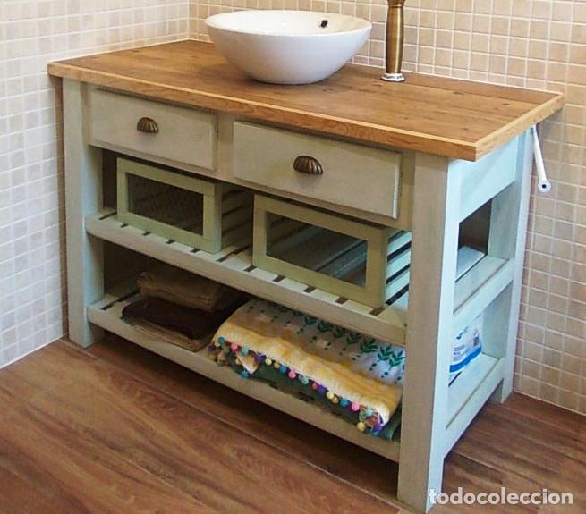 mueble de madera lavabo baño, encimera ceramica - Compra venta en  todocoleccion