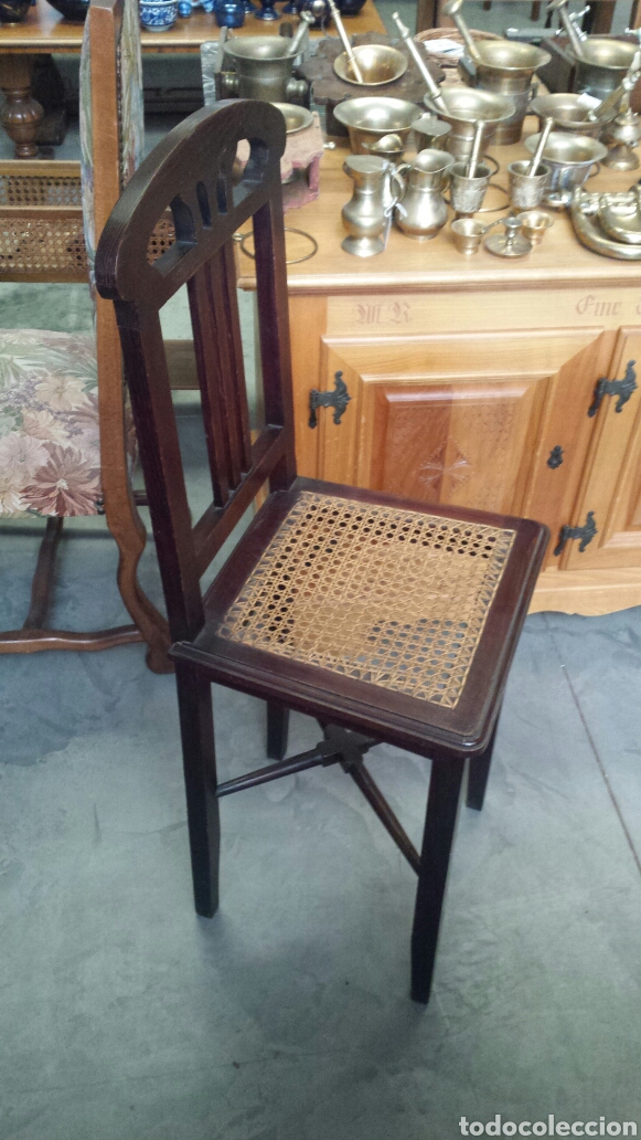 Vintage: autentica silla de piano banqueta madera y rejilla - Foto 2 - 119113668