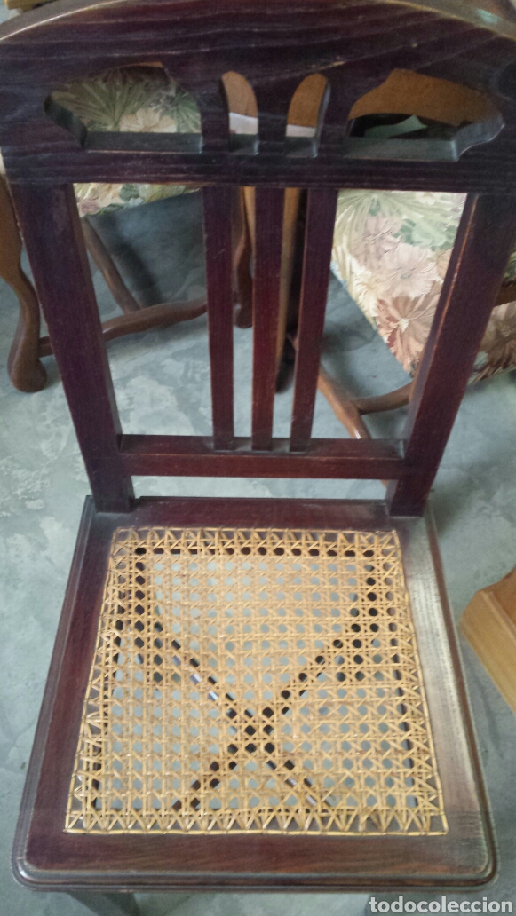 Vintage: autentica silla de piano banqueta madera y rejilla - Foto 3 - 119113668