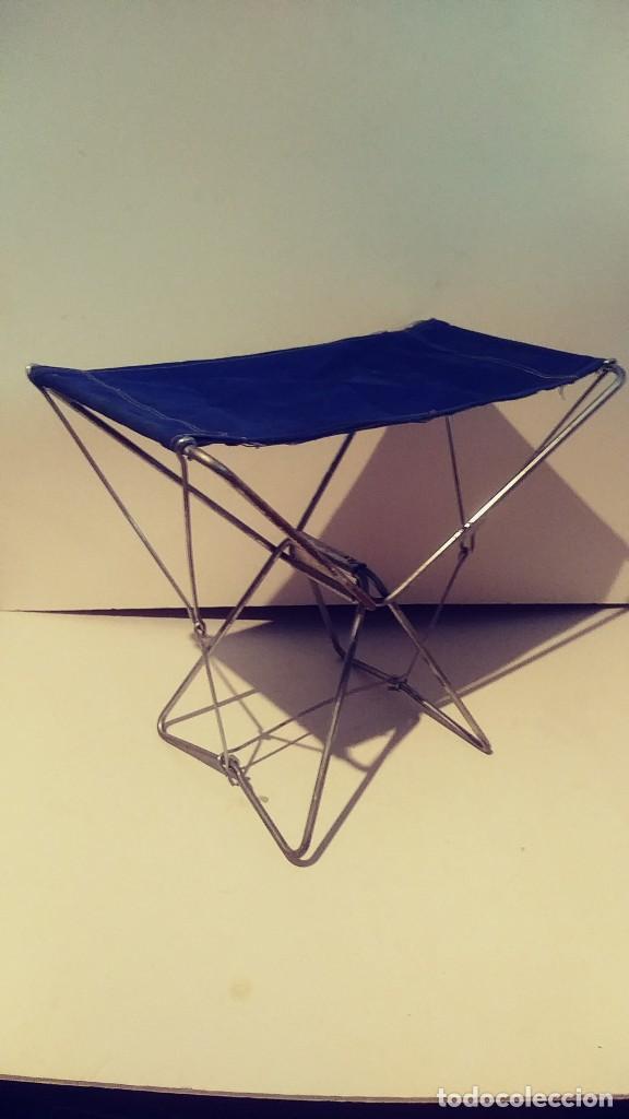 Vintage: taburete plegable de pintor de hierro y lona - Foto 1