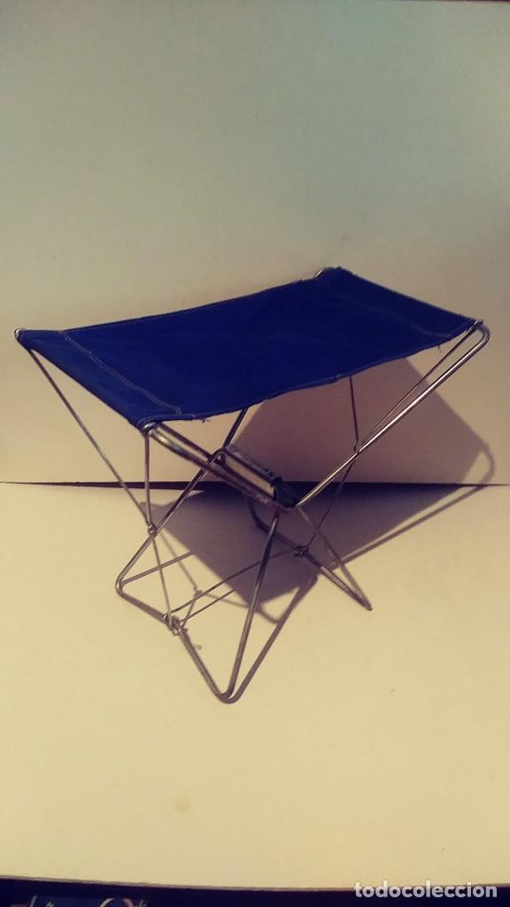 Vintage: taburete plegable de pintor de hierro y lona - Foto 2