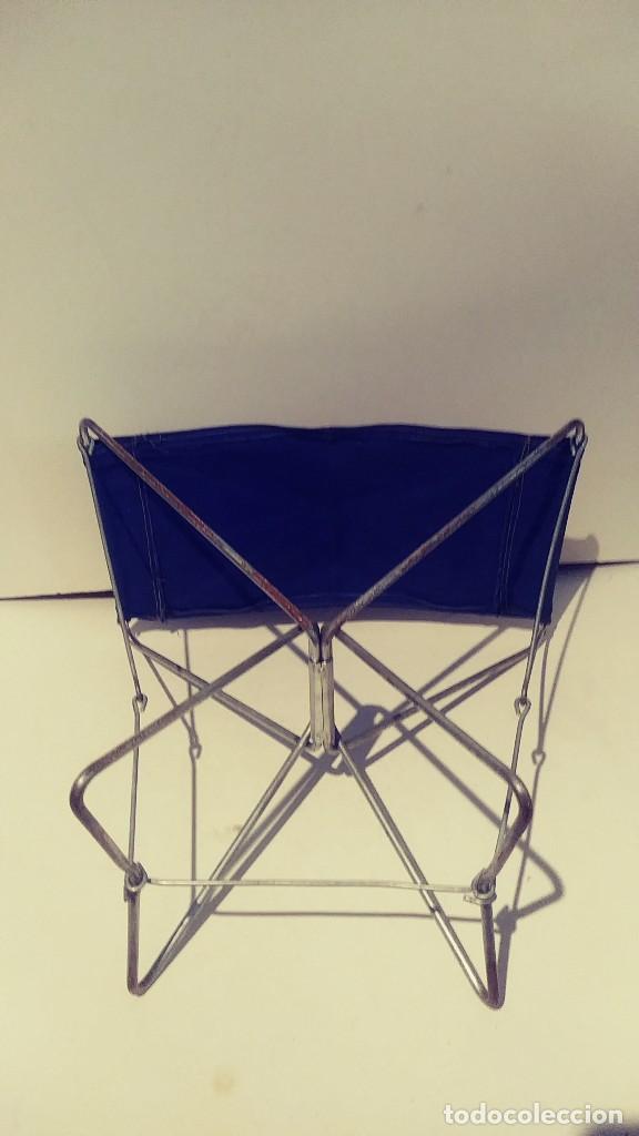 Vintage: taburete plegable de pintor de hierro y lona - Foto 3