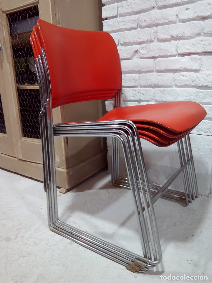 Vintage: 4 SILLAS 4/40 DAVID ROWLAND - Foto 4