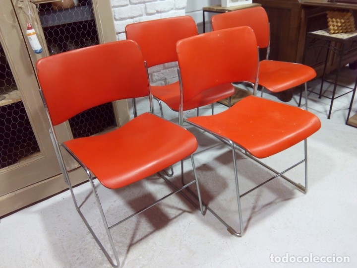 Vintage: 4 SILLAS 4/40 DAVID ROWLAND - Foto 8